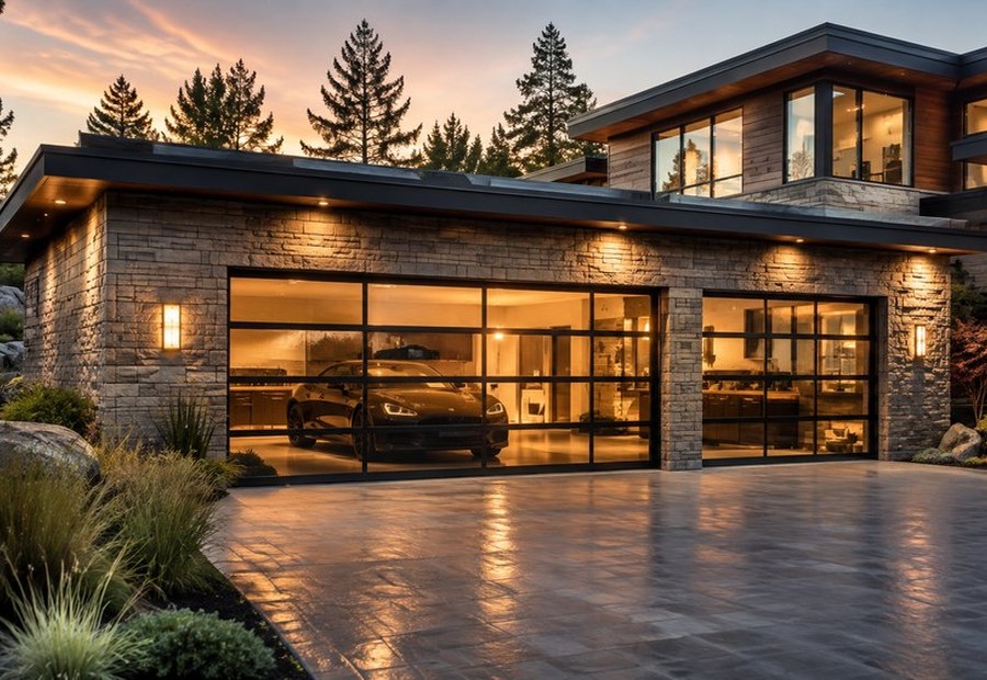 GSA Vision garage door on a contemporary home