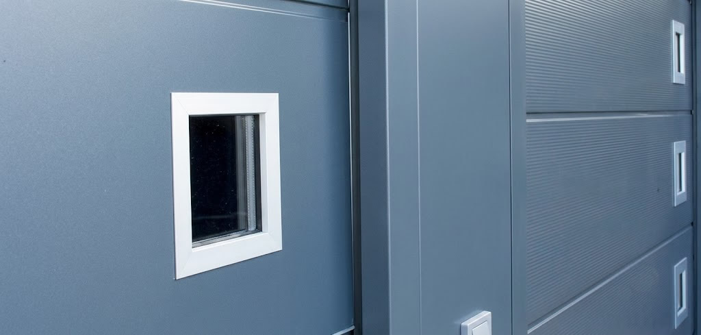 Contemporary garage door window detail