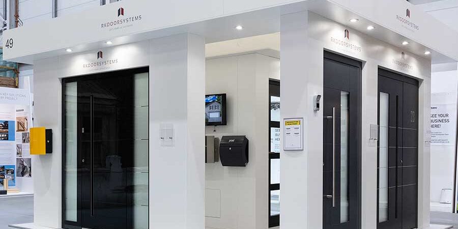 RK Door Systems permanent showroom stand in Swindon